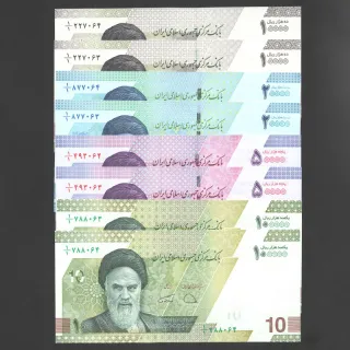 ست اسکناس های 10000 ریال، 20000 ریال، 50000 ریال و 100000 ریال - کسر 1/1