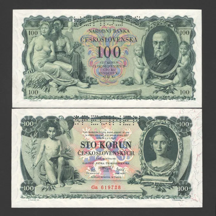 تک اسکناس 100 کرون چکسلواکی (Specimen)