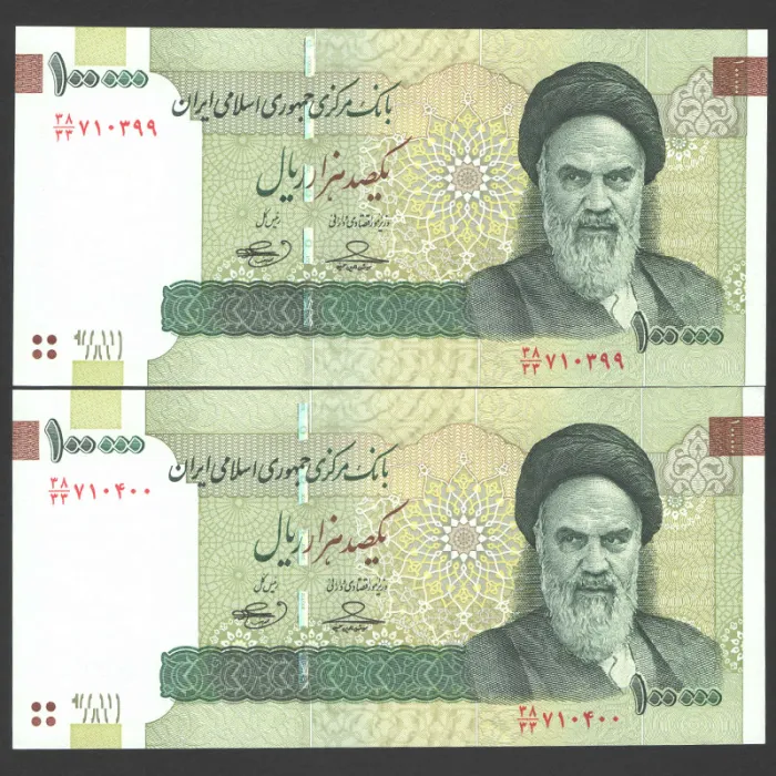 جفت اسکناس 100000 ریال جایگزین جمهوری اسلامی - کسر 38/33