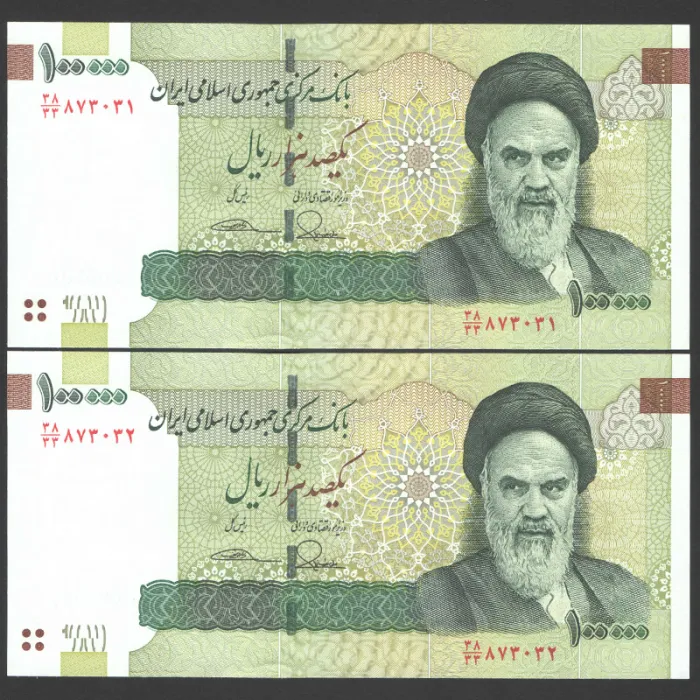 جفت اسکناس 100000 ریال جایگزین جمهوری اسلامی - کسر 38/33