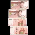 ست دو جفتی ایران چک 500000 و اسکناس 5000 ریال جمهوری اسلامی - هم شماره یکسان 066661 و قرینه 066660